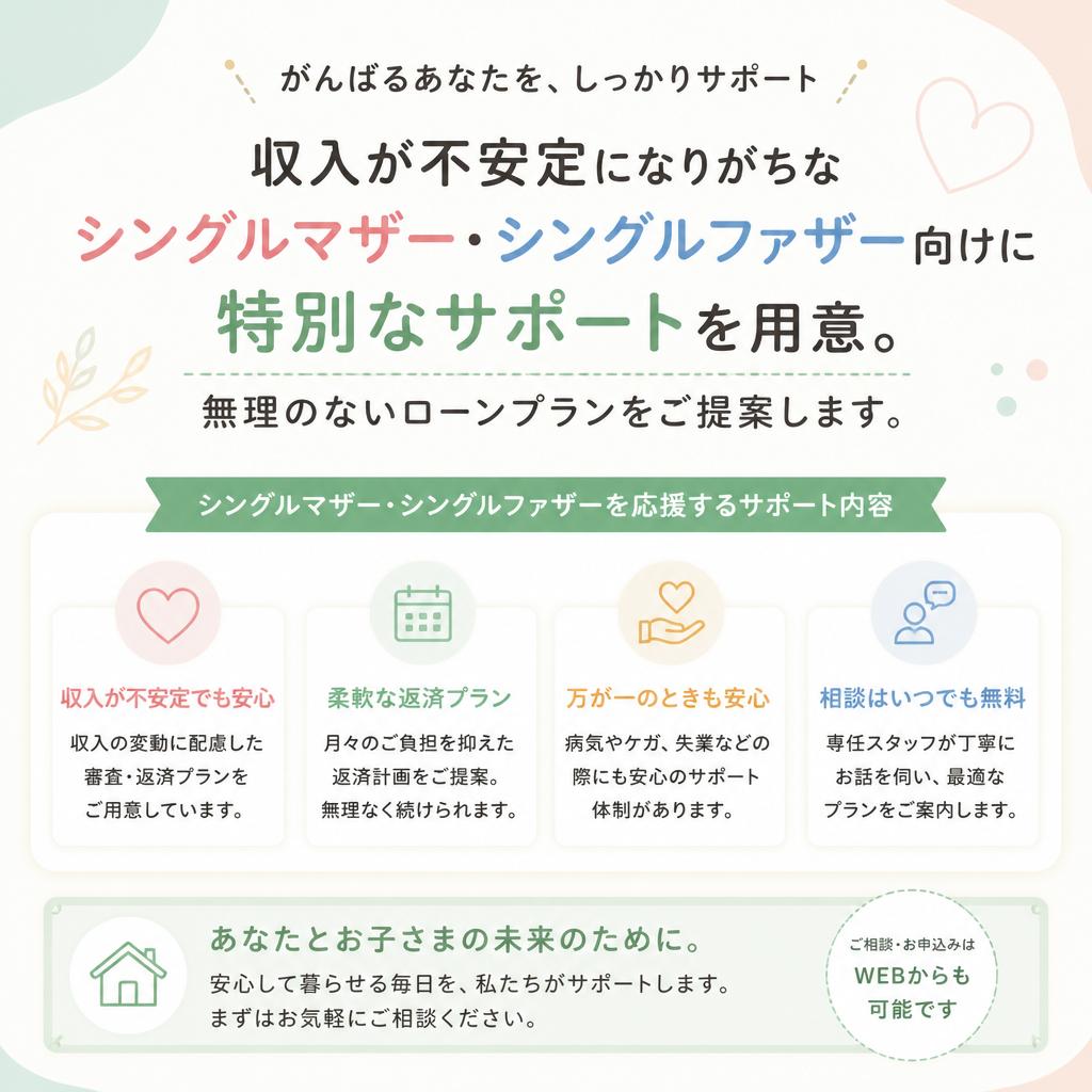 シングルマザー・シングルファザーへの特別サポート
