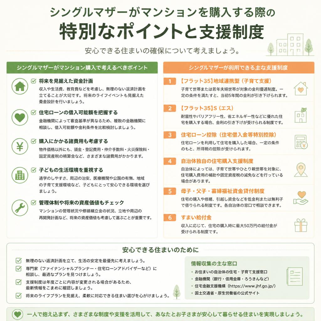シングルマザーへのマンション購入支援